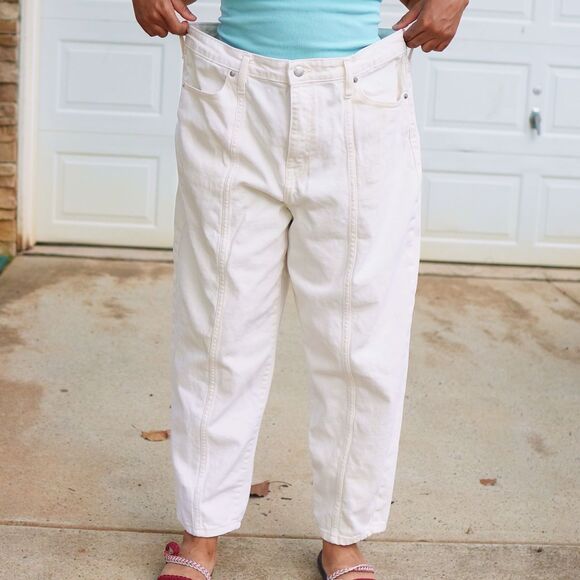 A New Day High-Rise Seamed Crop Jeans Cream 16/33R Straight Leg Neutral Denim - Picture 14 of 14